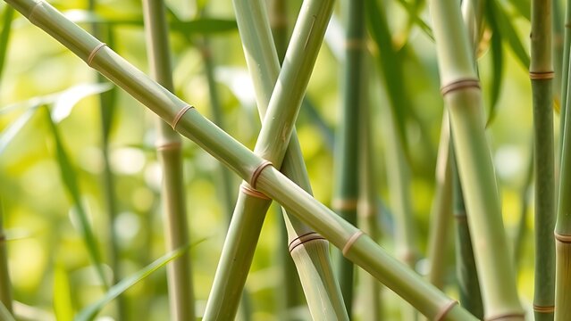 clacking. Bamboo stalks knocking together in the wind, close-up of intersecting canes. bar promotions, beverage menus, designed for product packaging and bar promotions, elevates brand perception.