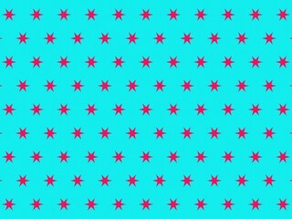 A seamless pattern of red stars on a turquoise background.