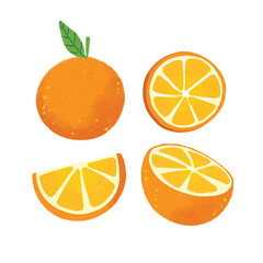 Cute orange fruit crayon illustration symbol icon sticker