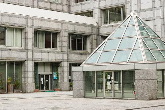 TOKYO, JAPAN - September 8, 2022: Detail of a courtyard of the United Nations University in Tokyo.
