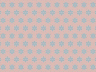 A pastel pink background with repeating blue star patterns.