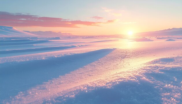 Sunset Snowfield with Long Shadows – Winter Background - Powered by Adobe