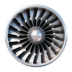 Realistic Jet Engine Turbine Fan Isolated on Transparent Background