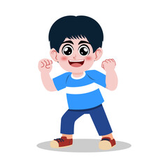 Happy Boy Cheering Pose Illustration