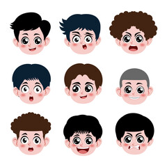 Various Boy Expressions Cartoon Set