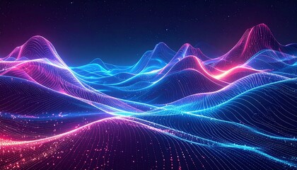 Abstract Neon Wave Landscape Futuristic Digital Design