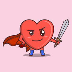 Angry Heart Warrior with Sword Illustration