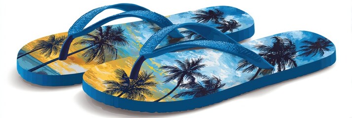 Realistic Illustration of Colorful Beach Flip Flops Perfect for Summer Vacations by the Sea