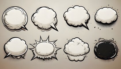 Collection of comic book speech and thought bubbles in various shapes and styles