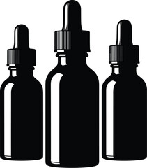 dropper bottle, essential oil, black packaging, blue cap, pharmaceutical container, cosmetic vial, wellness product, liquid dispenser, medical dropper, tincture bottle