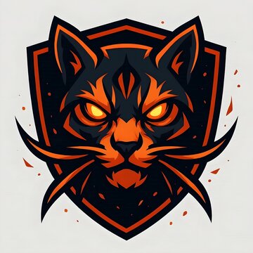 Asian Golden Cat War Gaze Esports Mascot Logo Vector