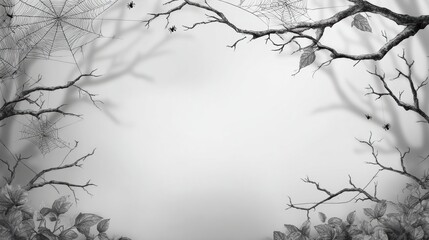 Creepy Corner Frame With Realistic Spiderweb for Halloween-themed Designs and Advertising