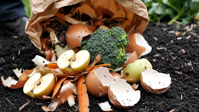 Organic food waste and kitchen scraps for composting close up