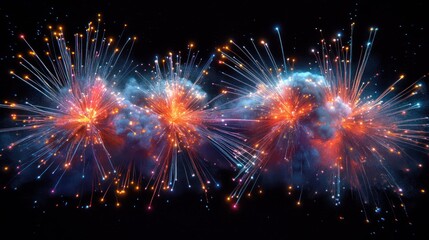 Fototapeta premium Cosmic explosion, nebulae, energy bursts, dark space, digital art, science fiction background