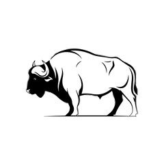Monochromatic Stylized Bison Silhouette Icon Illustration Vector Graphic