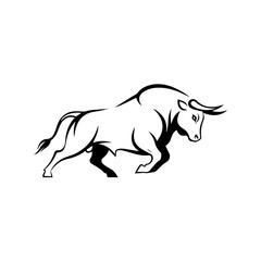 Obraz premium Dynamic illustration of a charging bull symbolizing strength and power