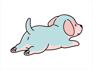 Cute blue puppy lying down in a playful and relaxed pose