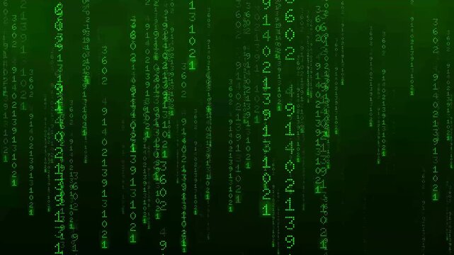 Green abstract digital code rain effect representing encrypted data flow in cyberspace
