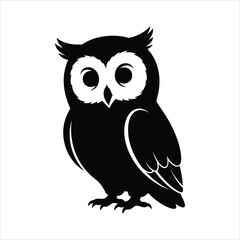 Monochrome wise owl graphic icon, a simple logo design concept for a brand symbol