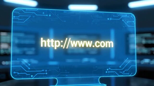 Voice Command Input of Website URL on Futuristic Holographic Screen