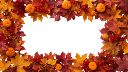 Autumnal frame of pumpkins and leaves