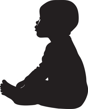 Silhouette d'un b&eacute;b&eacute; Africain assis en tailleur