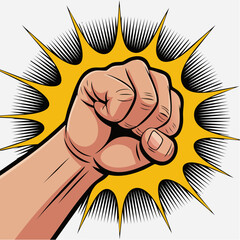 Powerful Pop Art Fist Punching Forward. © Bima