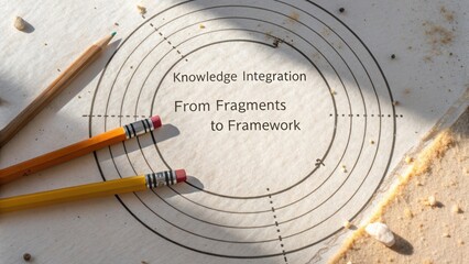 Knowledge Integration Concept with Pencils and Circular Design on Paper Surface for Educational Themes and Brainstorming