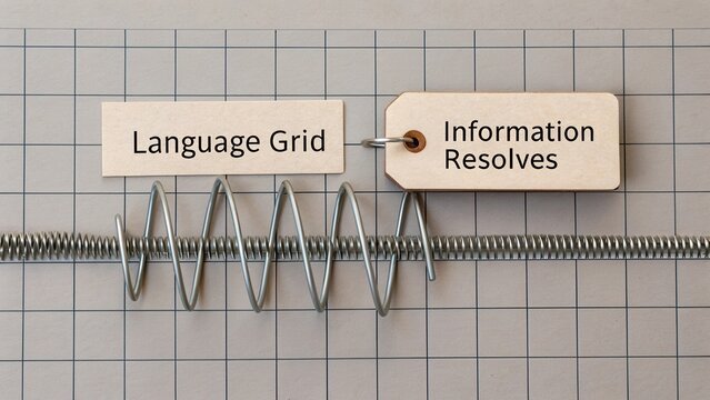 Language Grid Concept with Information Resolves Tag on Spiral Wire over a Graph Paper Background - Powered by Adobe