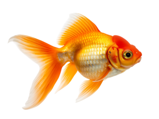 Beautiful Goldfish Isolated on Black Background