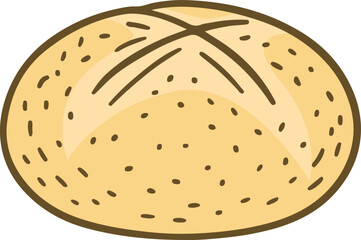 Cartoon Bread Roll with Scored Top Vector Illustration