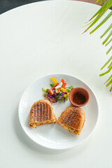 Grilled Sandwich with Brown Bread and Sauce
