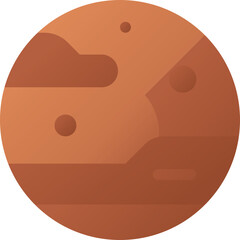 Stylized Illustration of the Planet Mars With Reddish Brown Hues and Surface Details Against a Transparent Background