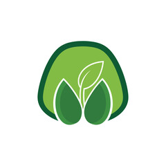 Green leaves logo design representing nature and organic products.
