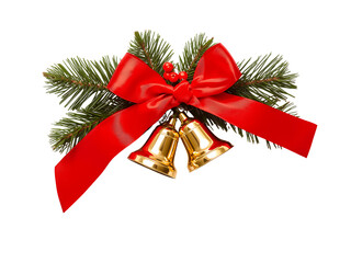 Christmas Decoration with Bells and Red Ribbon