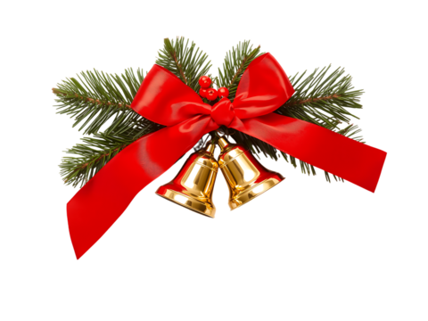 Christmas Decoration with Bells and Red Ribbon - Powered by Adobe