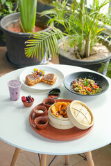 Fresh Veggie Sandwich on Ceramic Plate