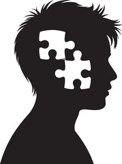 Two pieces of jigsaw puzzle or autism puzzle piece symbol flat vector icon for apps and websites
