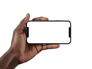 Hand Holding Smartphone with Blank White Screen