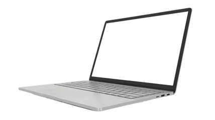 Modern Laptop with Blank Screen Isolated