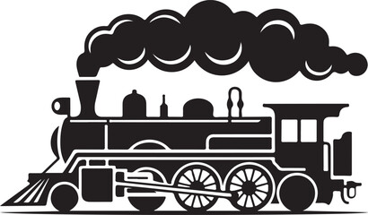 Train icon, Train with smoke symbol icon, old locomotive silhouette, sign vector illustration