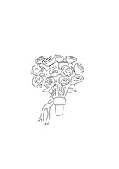 hand drawn of flower bouquet sketch illustration