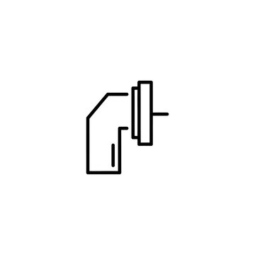 Line Drawing of a Plumbing Elbow with Flange.