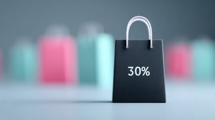 A black shopping bag with the number 30 on it