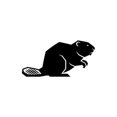 Obraz premium Silhouette of a Beaver with Distinctive Tail and Body Shape.