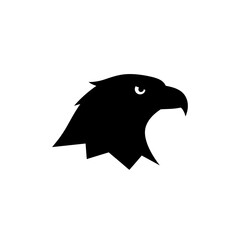Silhouette of an eagle head with a sharp beak.