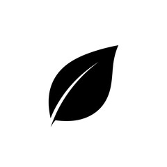 Simple Black Leaf Icon on White Background for Nature Concepts.