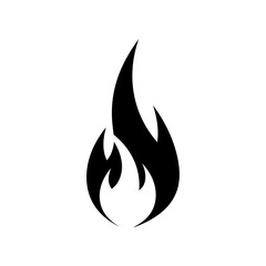 Stylized Black Flame Icon on White Background 2.
