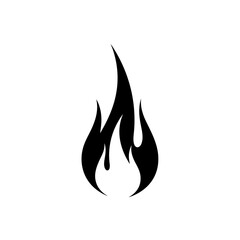 Stylized Black Flame Icon on White Background.