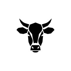 Stylized Black Silhouette of a Cows Head with Horns.
